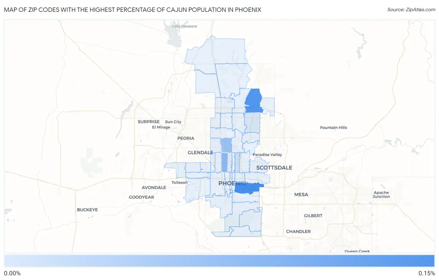 Zip Codes with the Highest Percentage of Cajun Population in Phoenix Map