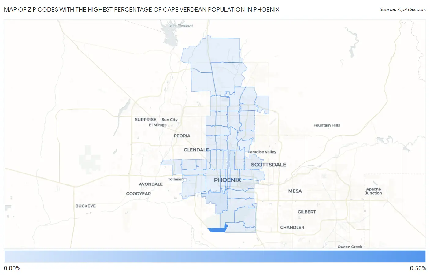 Zip Codes with the Highest Percentage of Cape Verdean Population in Phoenix Map
