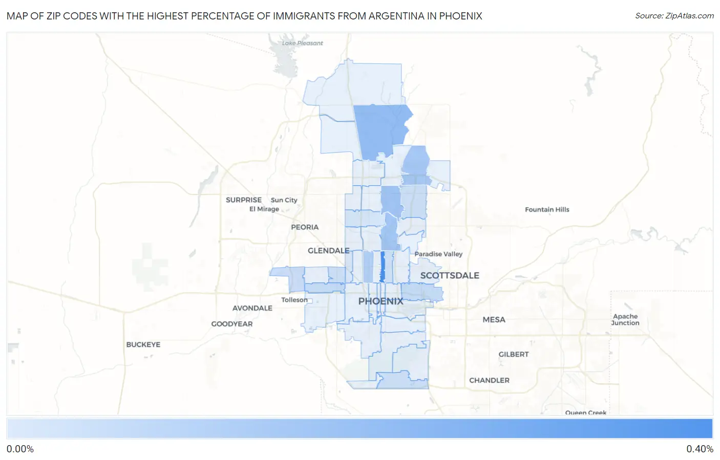 Zip Codes with the Highest Percentage of Immigrants from Argentina in Phoenix Map