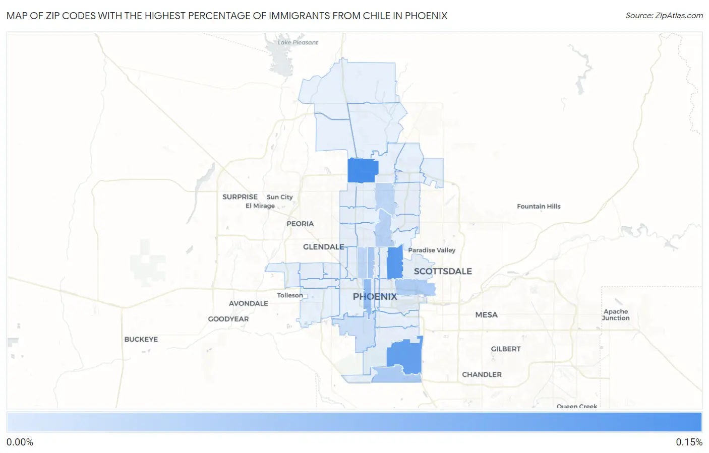 Zip Codes with the Highest Percentage of Immigrants from Chile in Phoenix Map