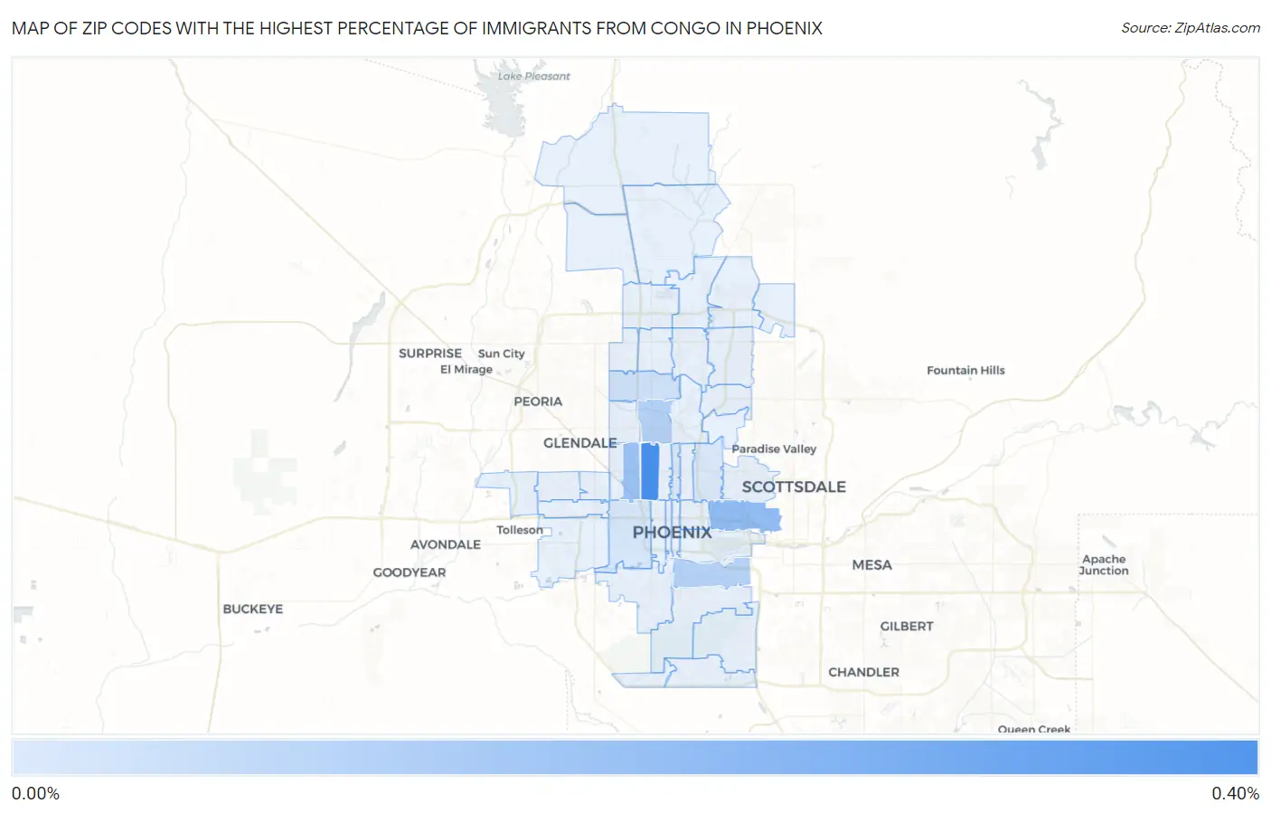 Zip Codes with the Highest Percentage of Immigrants from Congo in Phoenix Map