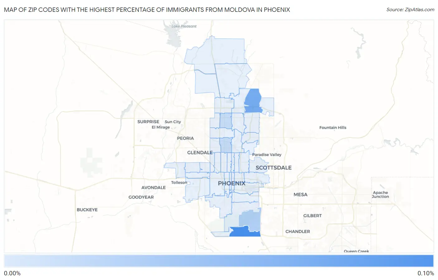 Zip Codes with the Highest Percentage of Immigrants from Moldova in Phoenix Map