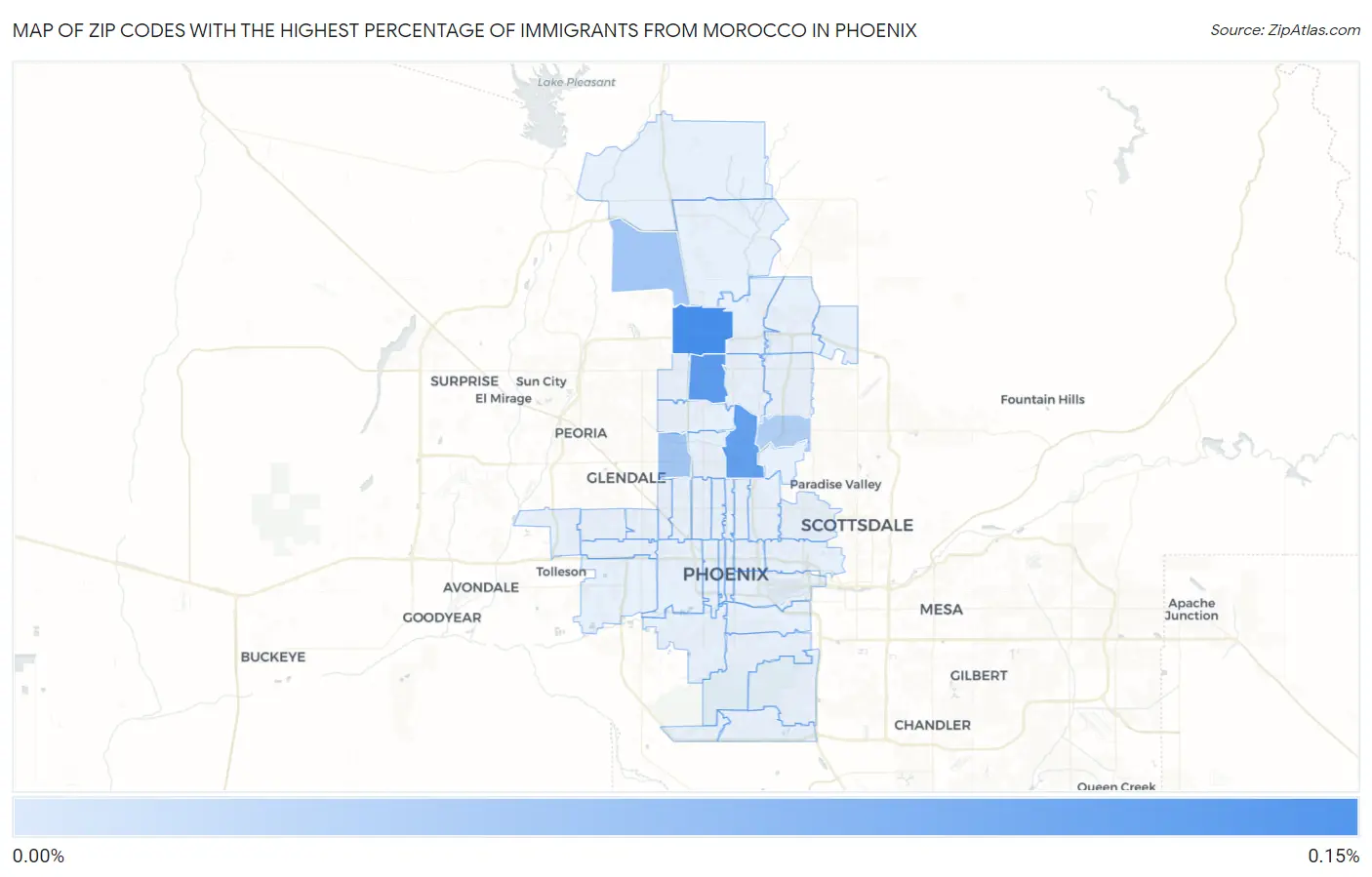 Zip Codes with the Highest Percentage of Immigrants from Morocco in Phoenix Map