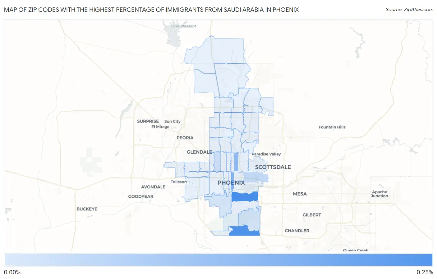 Zip Codes with the Highest Percentage of Immigrants from Saudi Arabia in Phoenix Map
