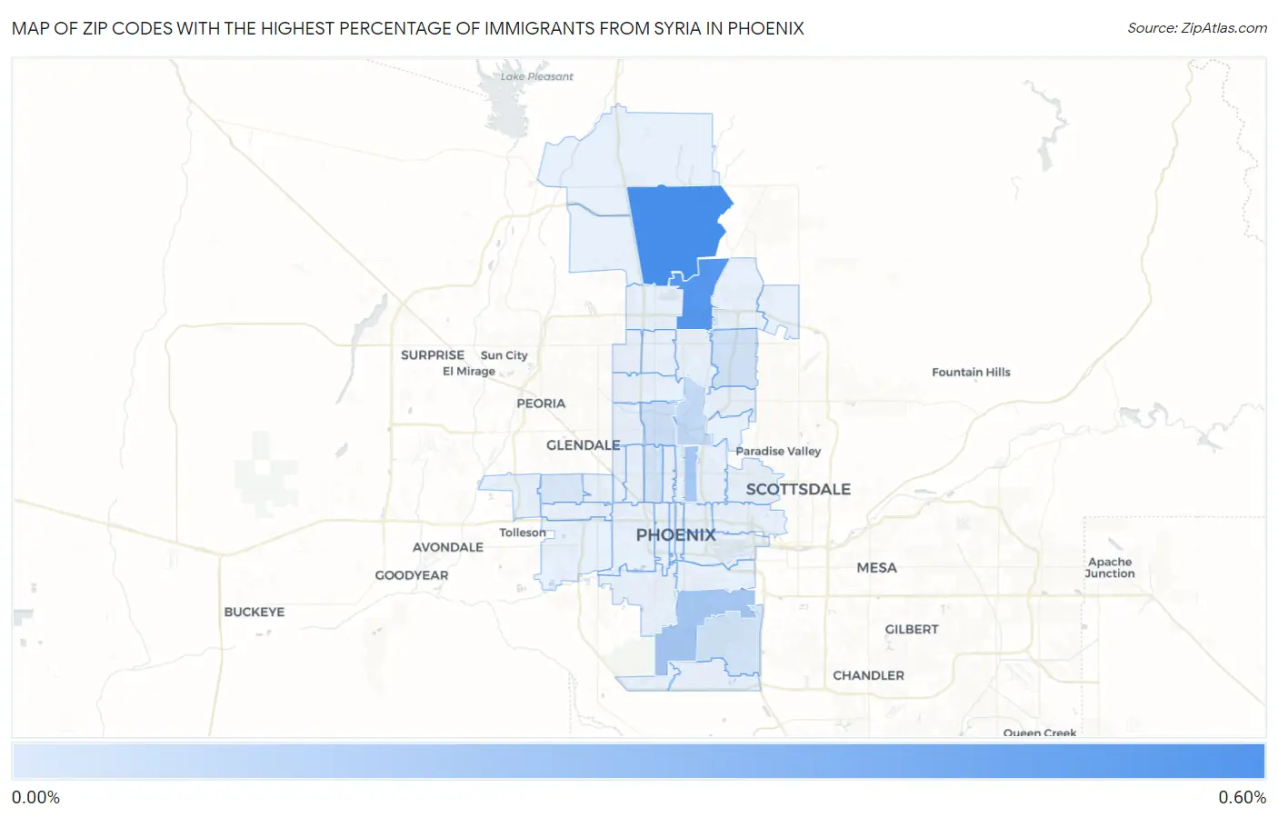 Zip Codes with the Highest Percentage of Immigrants from Syria in Phoenix Map
