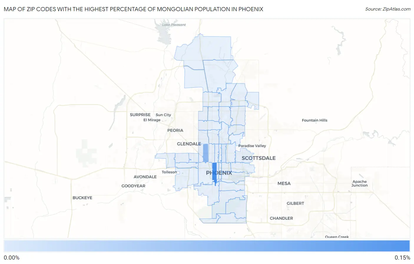 Zip Codes with the Highest Percentage of Mongolian Population in Phoenix Map