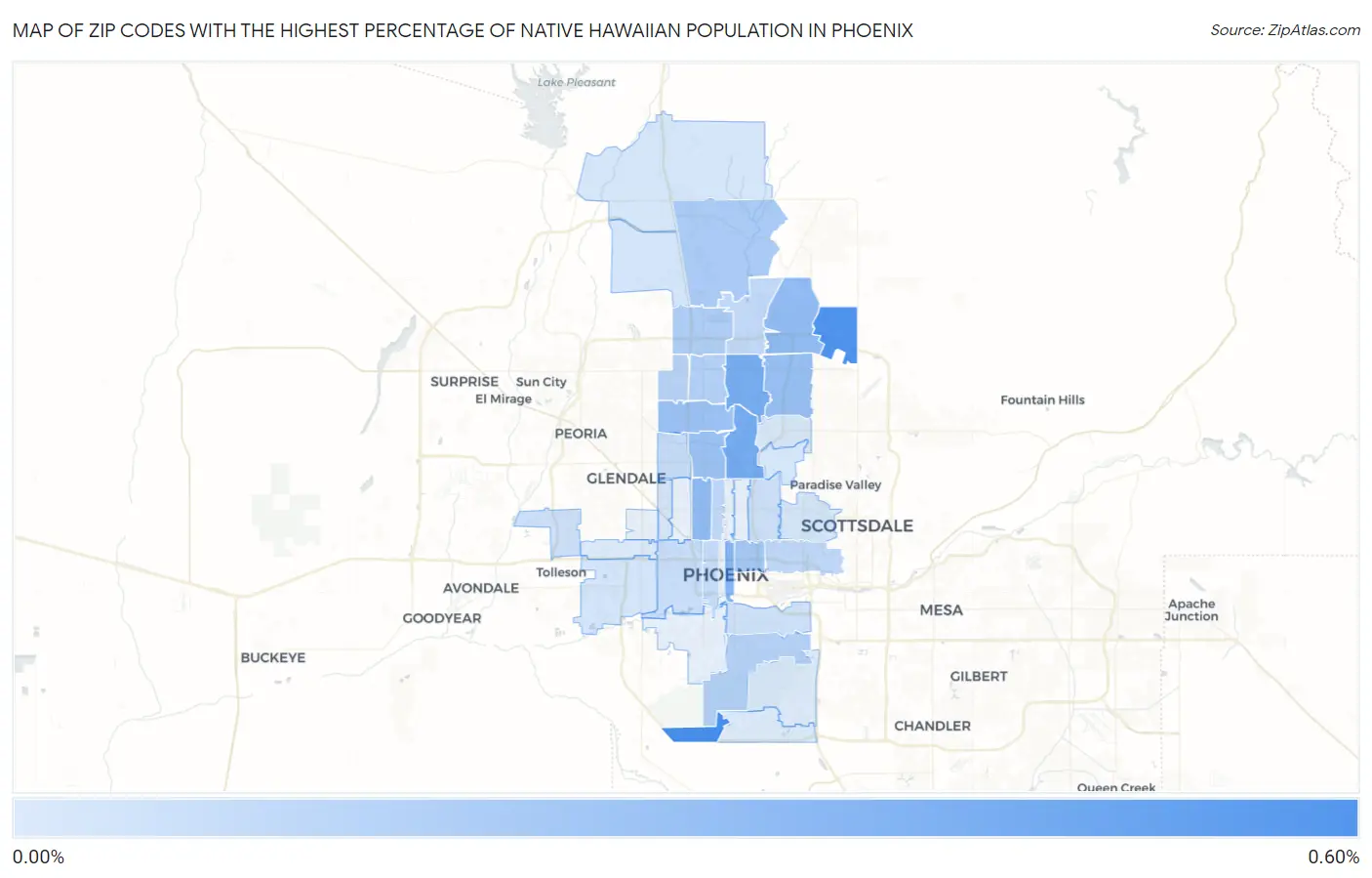 Zip Codes with the Highest Percentage of Native Hawaiian Population in Phoenix Map
