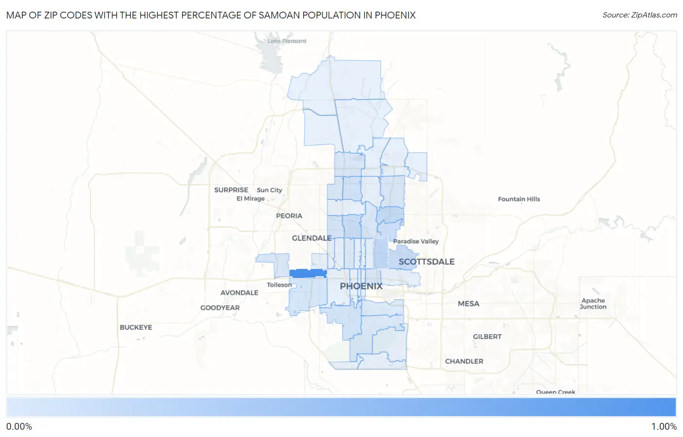 Zip Codes with the Highest Percentage of Samoan Population in Phoenix Map