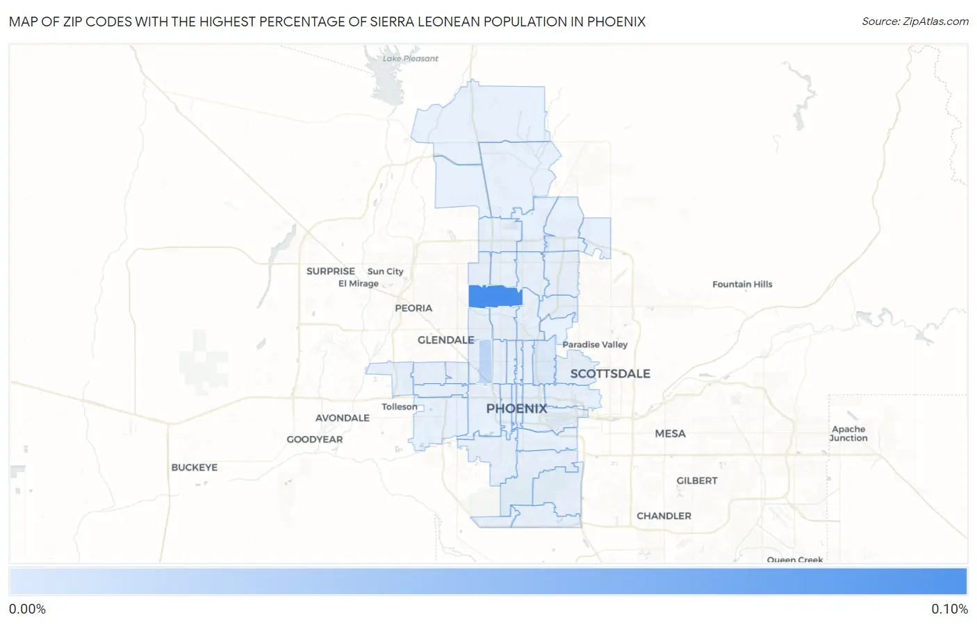 Zip Codes with the Highest Percentage of Sierra Leonean Population in Phoenix Map