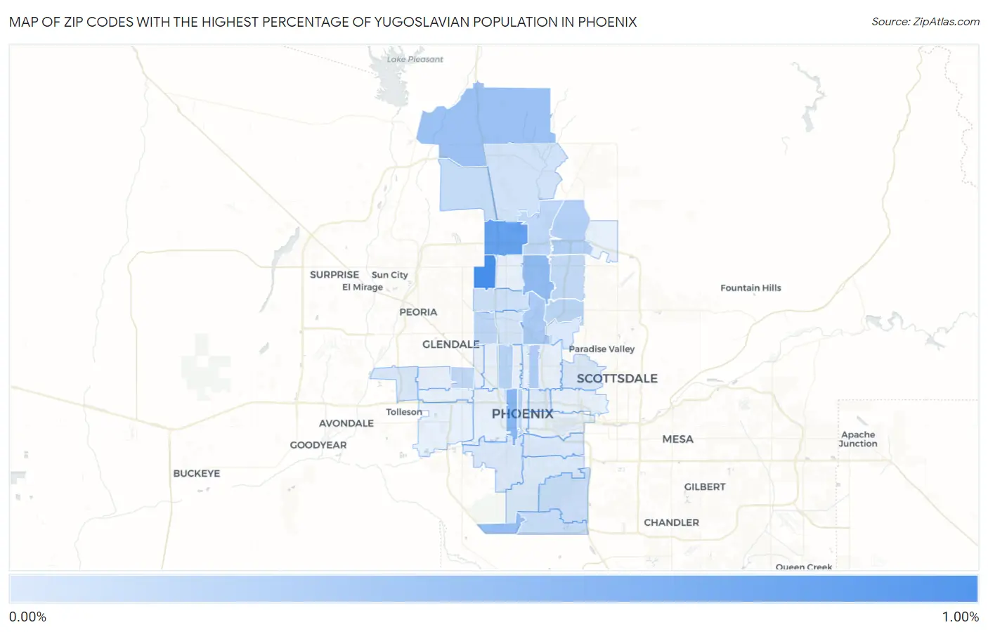 Zip Codes with the Highest Percentage of Yugoslavian Population in Phoenix Map