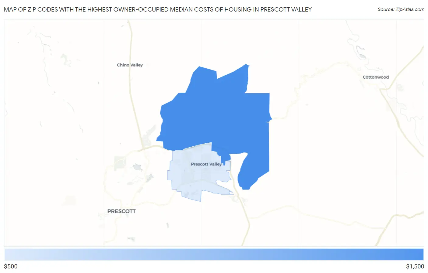 Zip Codes with the Highest Owner-Occupied Median Costs of Housing in Prescott Valley Map