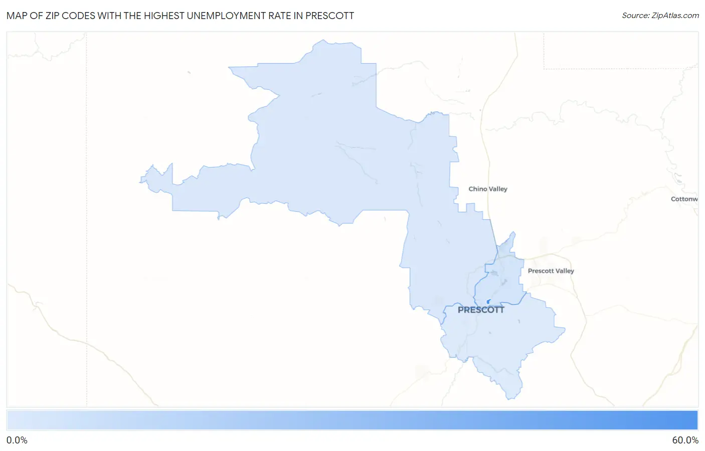 Zip Codes with the Highest Unemployment Rate in Prescott Map