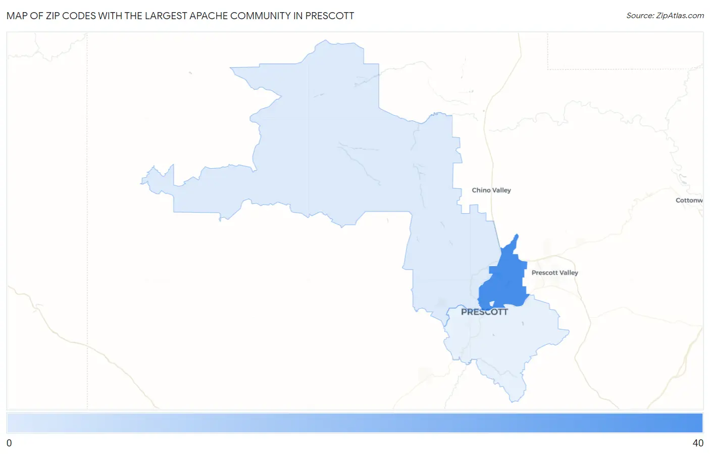 Zip Codes with the Largest Apache Community in Prescott Map