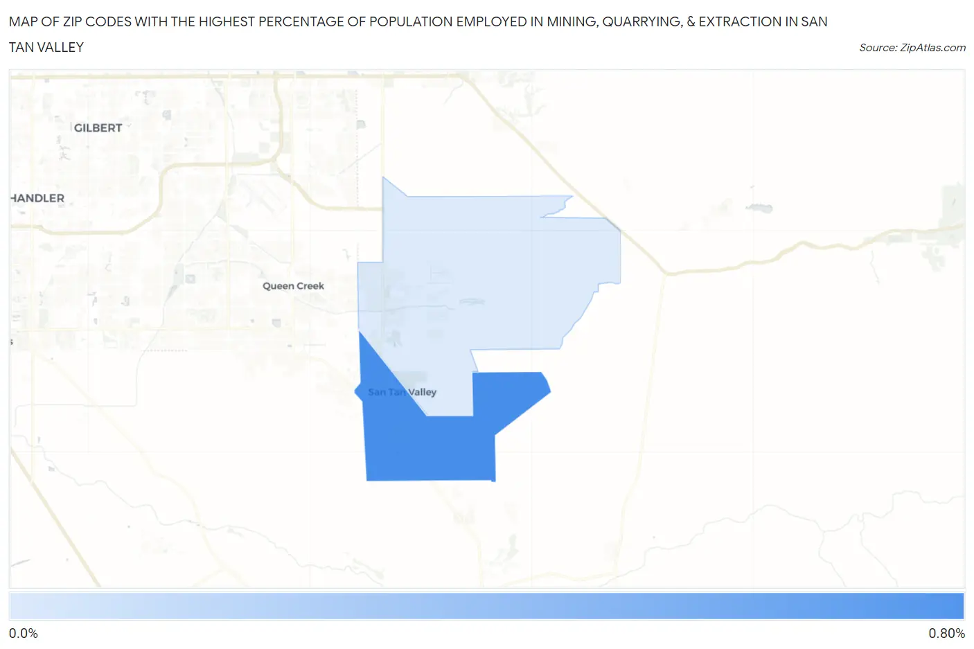 Zip Codes with the Highest Percentage of Population Employed in Mining, Quarrying, & Extraction in San Tan Valley Map