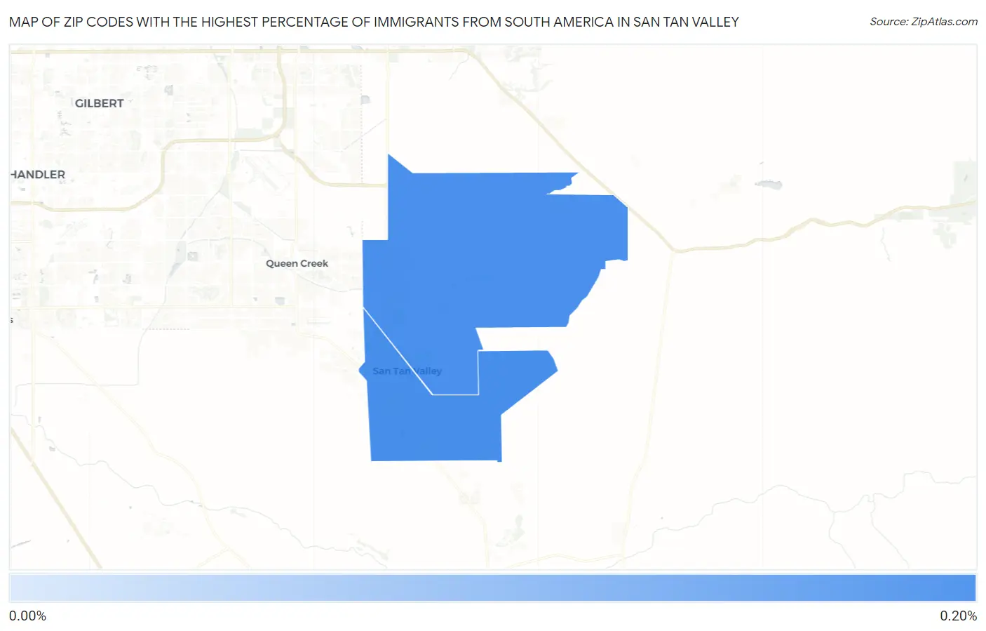 Zip Codes with the Highest Percentage of Immigrants from South America in San Tan Valley Map