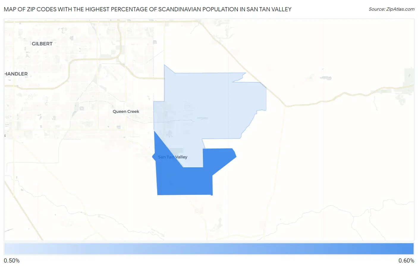 Zip Codes with the Highest Percentage of Scandinavian Population in San Tan Valley Map