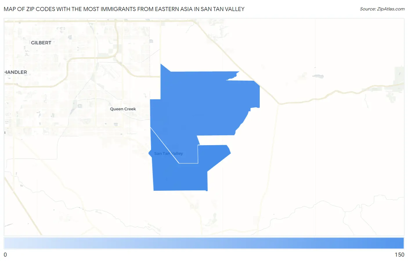 Zip Codes with the Most Immigrants from Eastern Asia in San Tan Valley Map