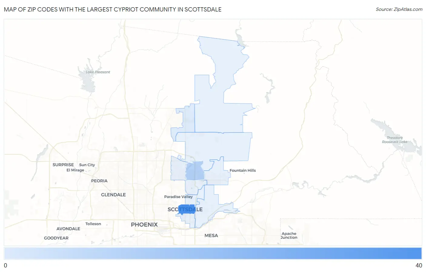 Zip Codes with the Largest Cypriot Community in Scottsdale Map