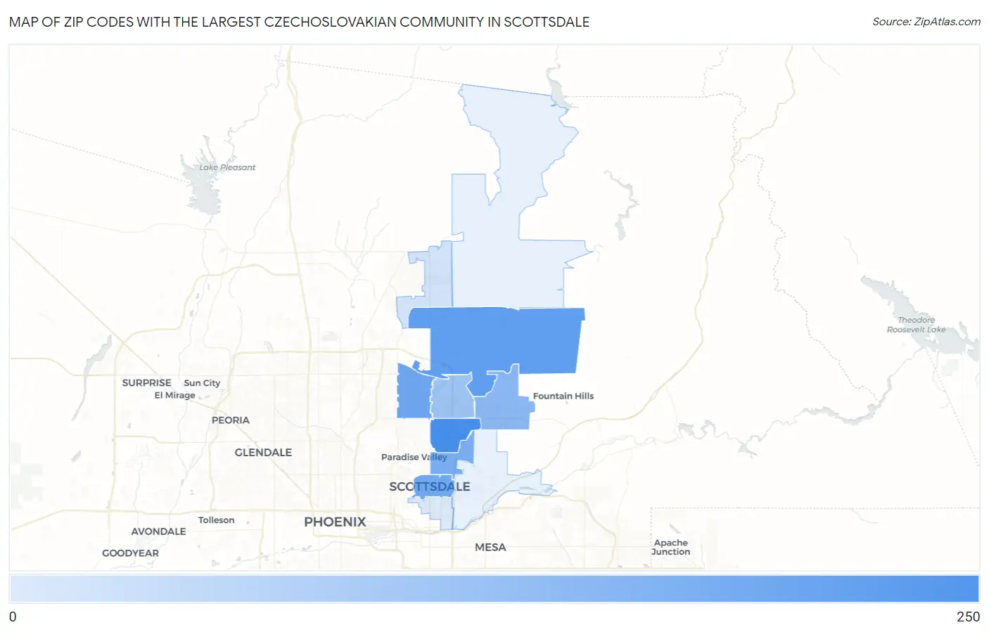 Zip Codes with the Largest Czechoslovakian Community in Scottsdale Map