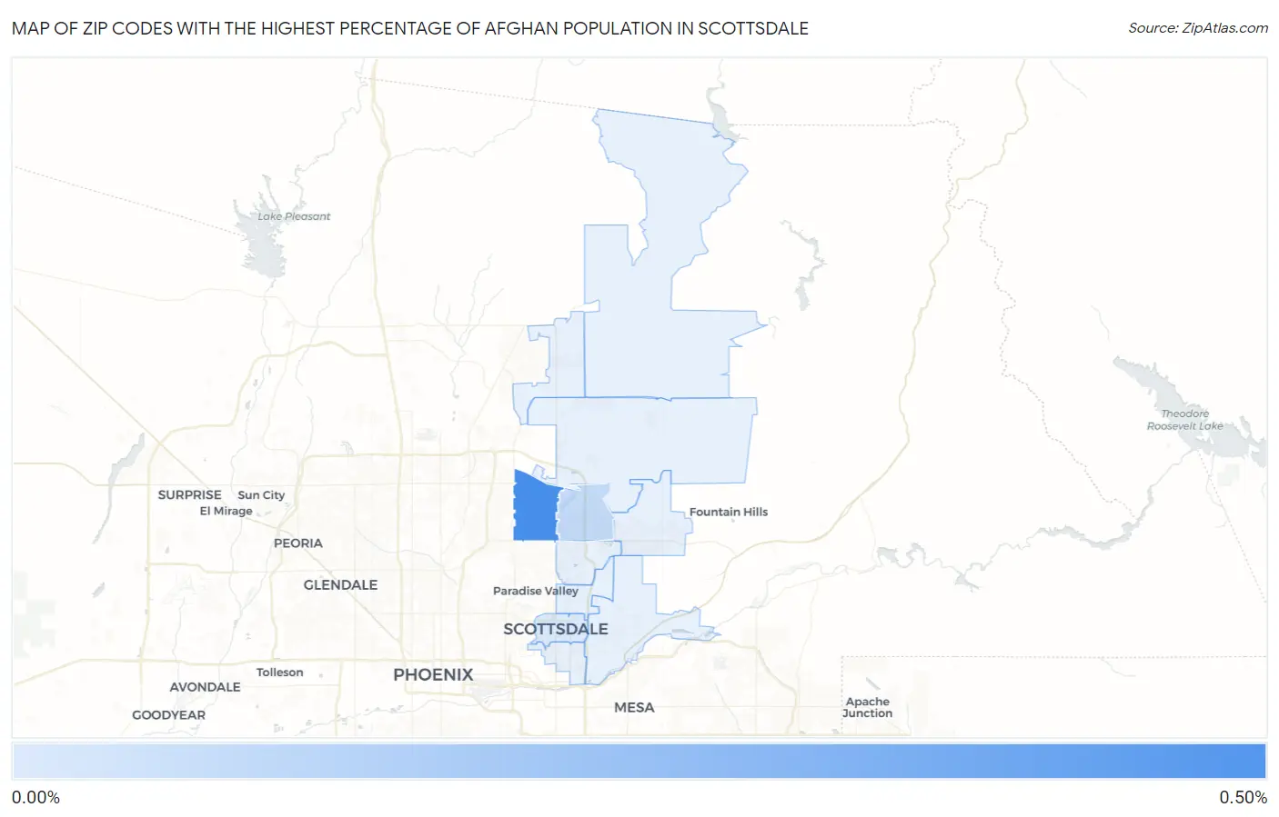 Zip Codes with the Highest Percentage of Afghan Population in Scottsdale Map
