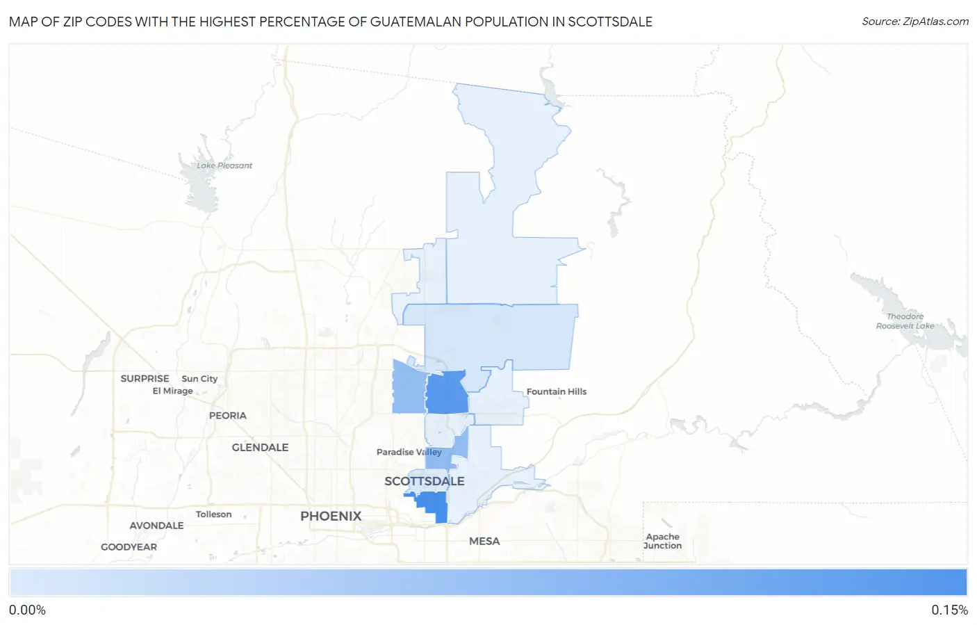 Zip Codes with the Highest Percentage of Guatemalan Population in Scottsdale Map