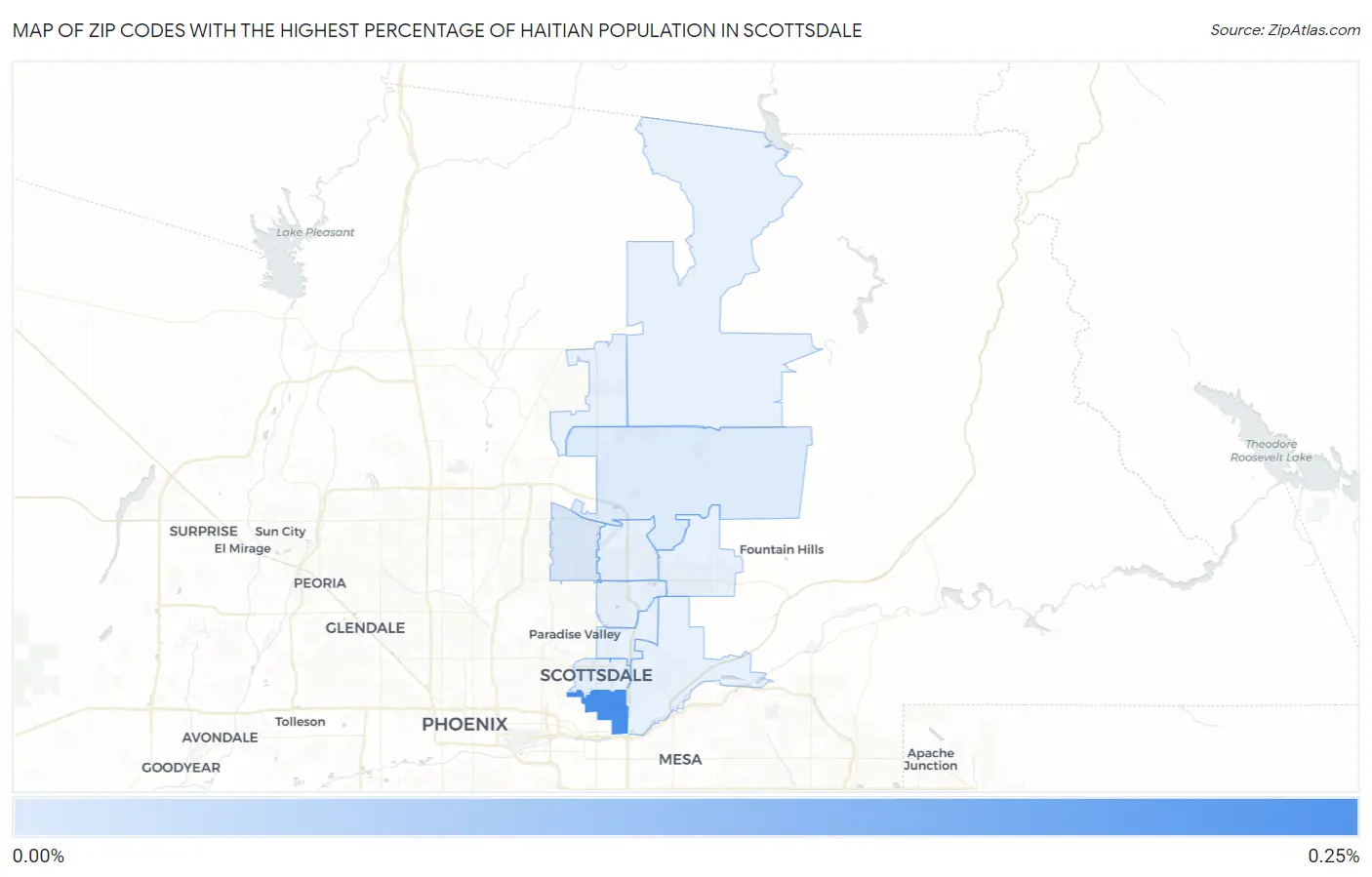 Zip Codes with the Highest Percentage of Haitian Population in Scottsdale Map