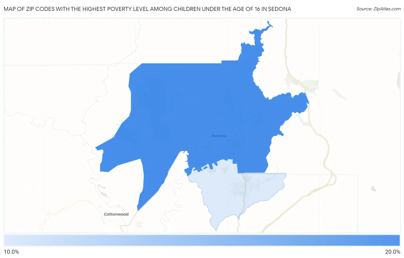Zip Codes with the Highest Poverty Level Among Children Under the Age of 16 in Sedona Map