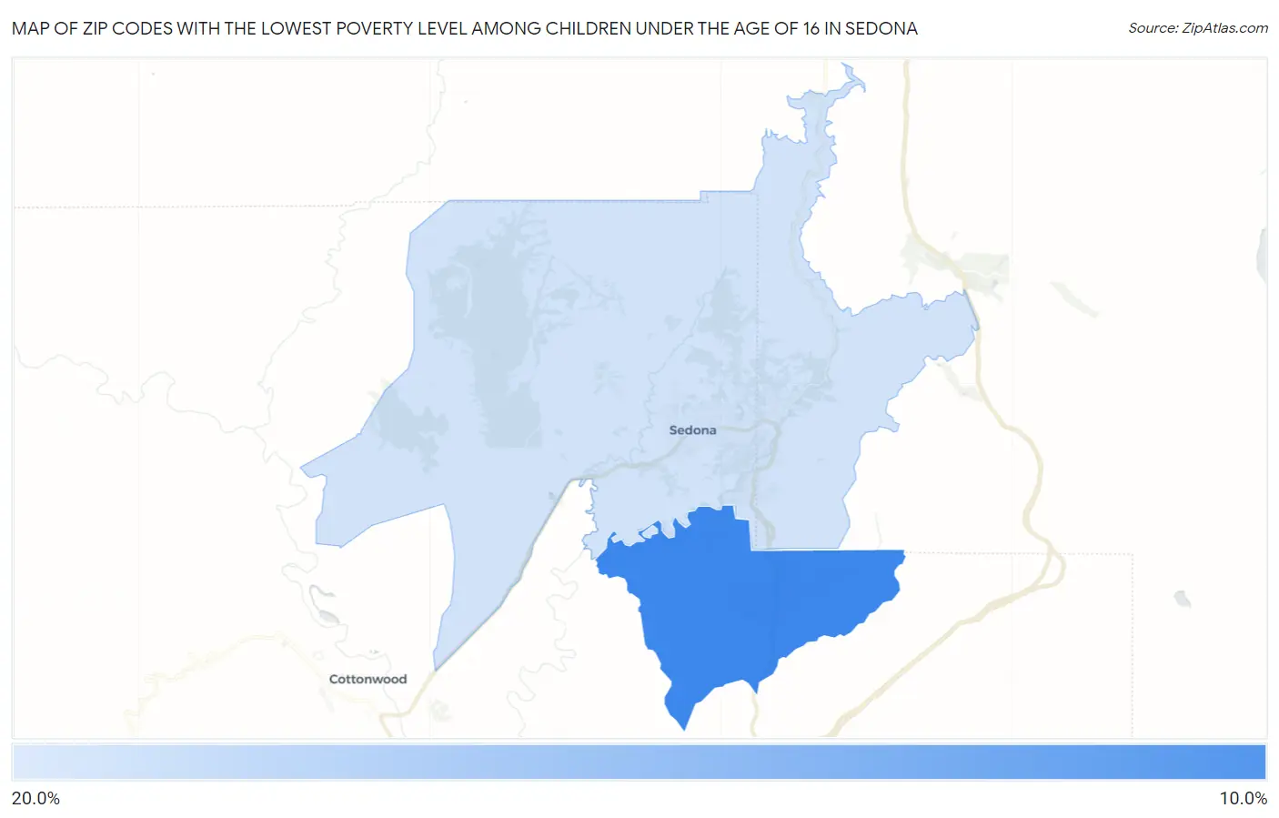 Zip Codes with the Lowest Poverty Level Among Children Under the Age of 16 in Sedona Map