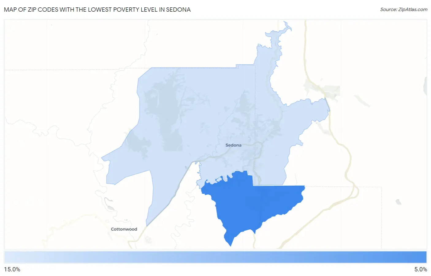 Zip Codes with the Lowest Poverty Level in Sedona Map