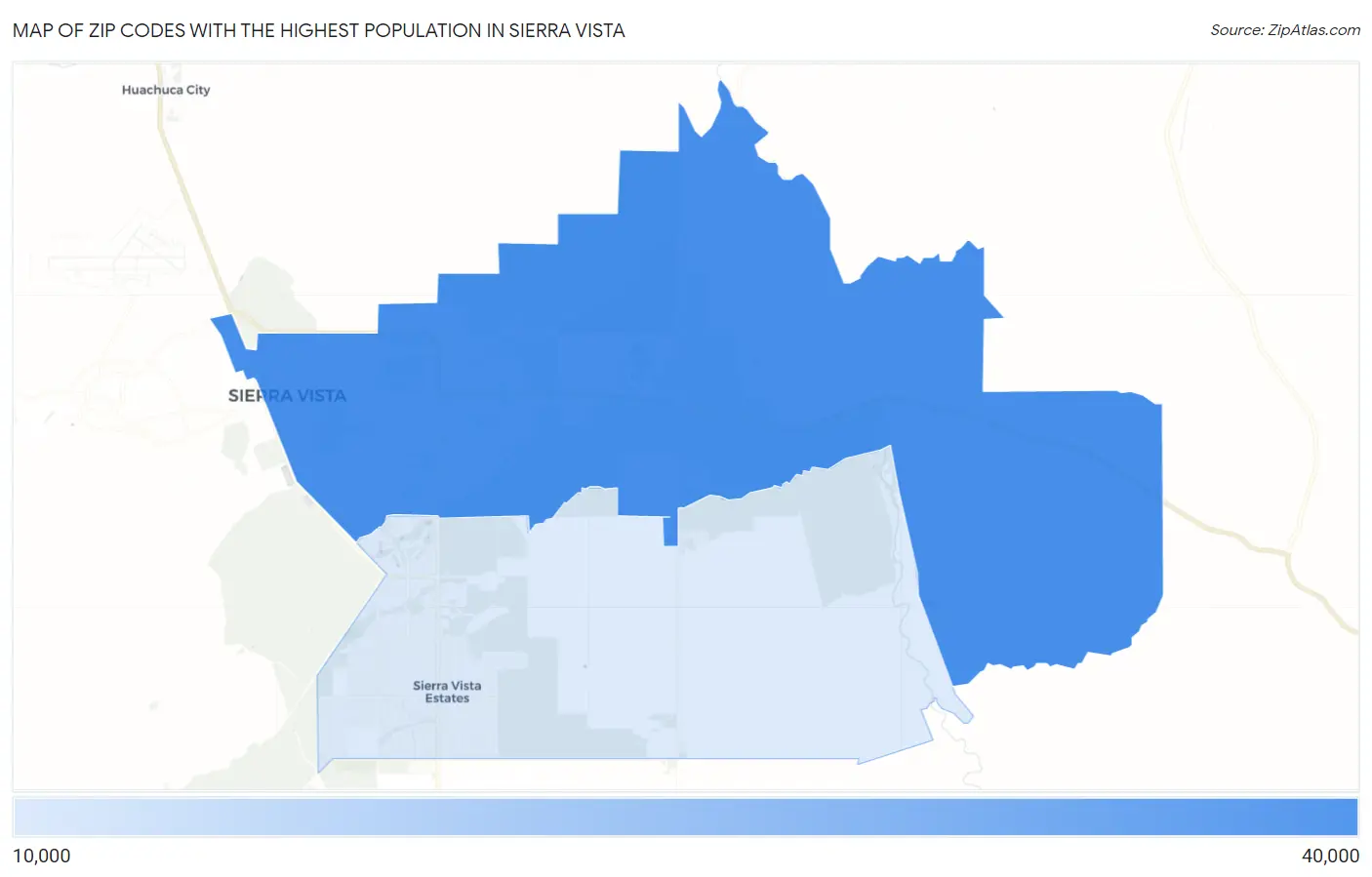Zip Codes with the Highest Population in Sierra Vista Map