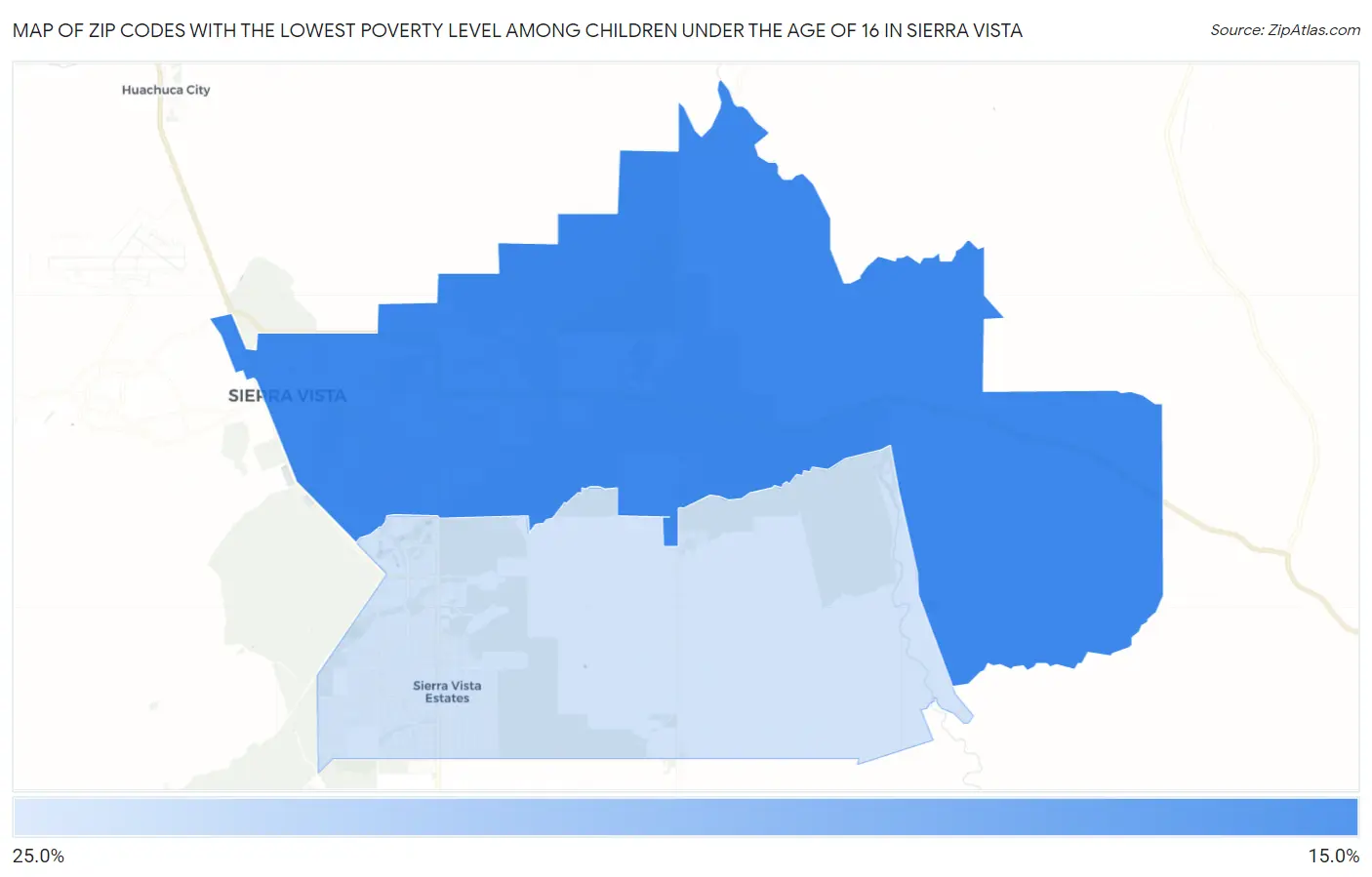 Zip Codes with the Lowest Poverty Level Among Children Under the Age of 16 in Sierra Vista Map