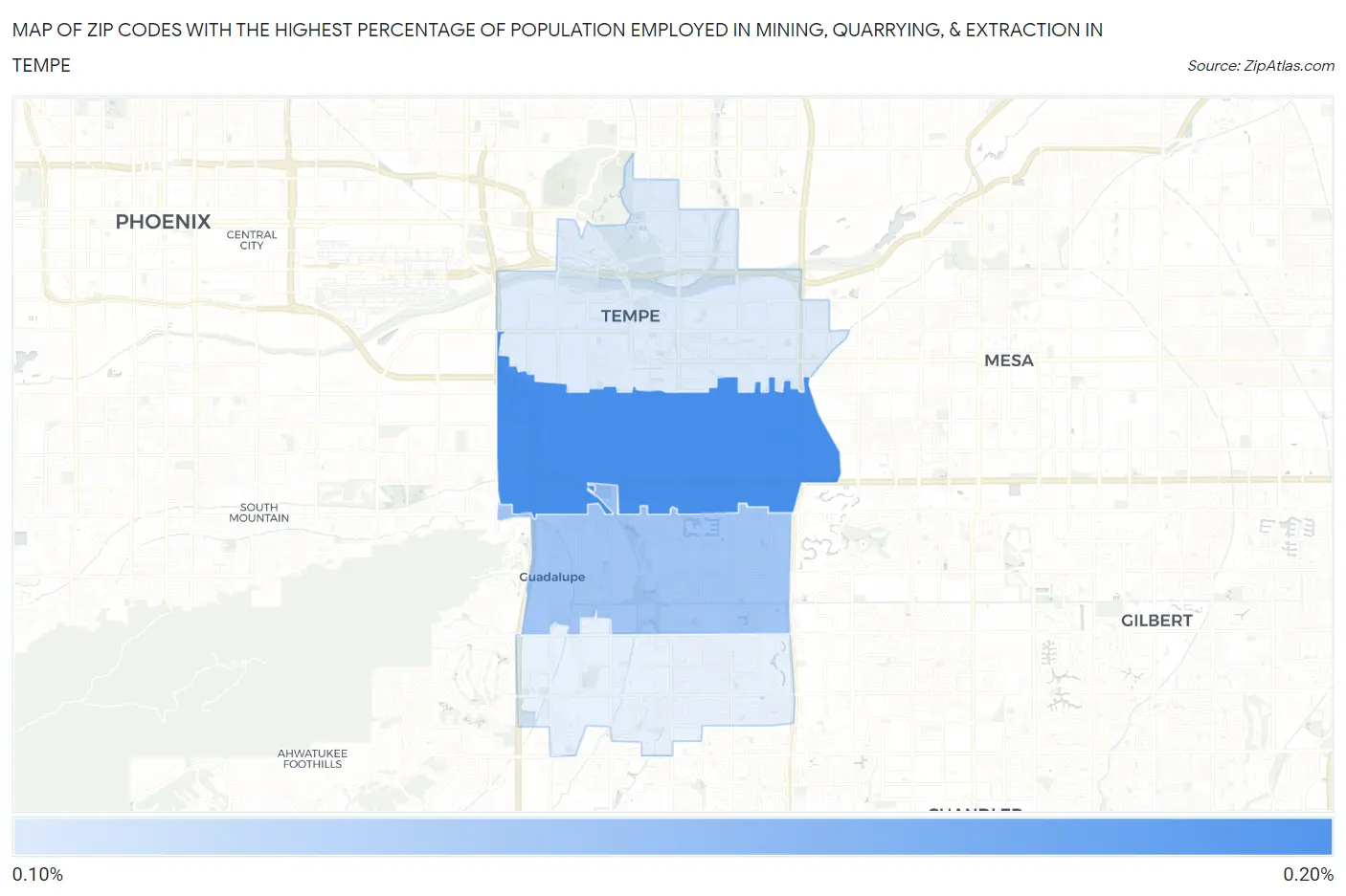 Zip Codes with the Highest Percentage of Population Employed in Mining, Quarrying, & Extraction in Tempe Map