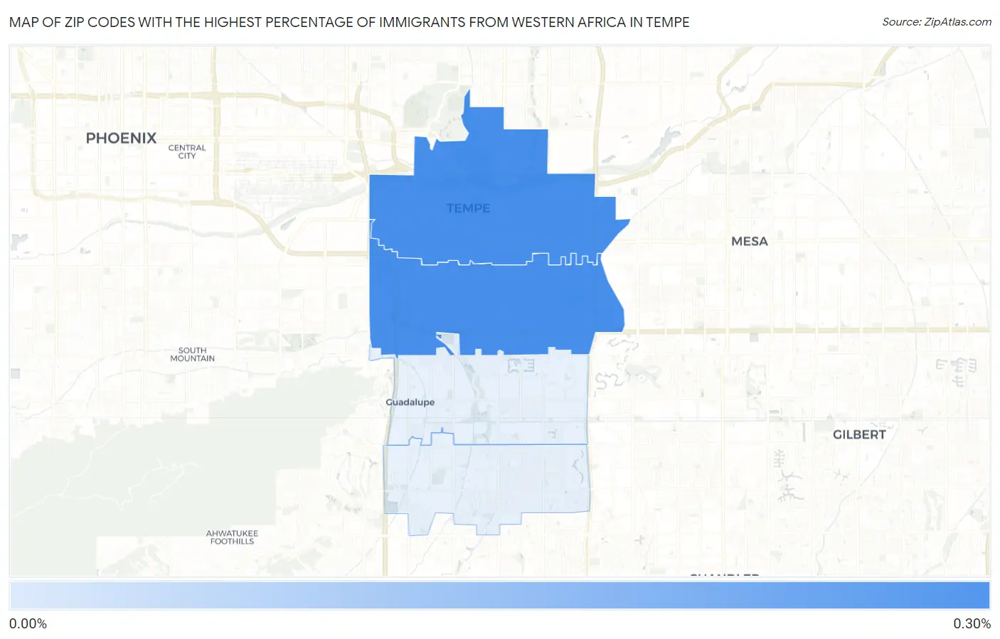 Zip Codes with the Highest Percentage of Immigrants from Western Africa in Tempe Map