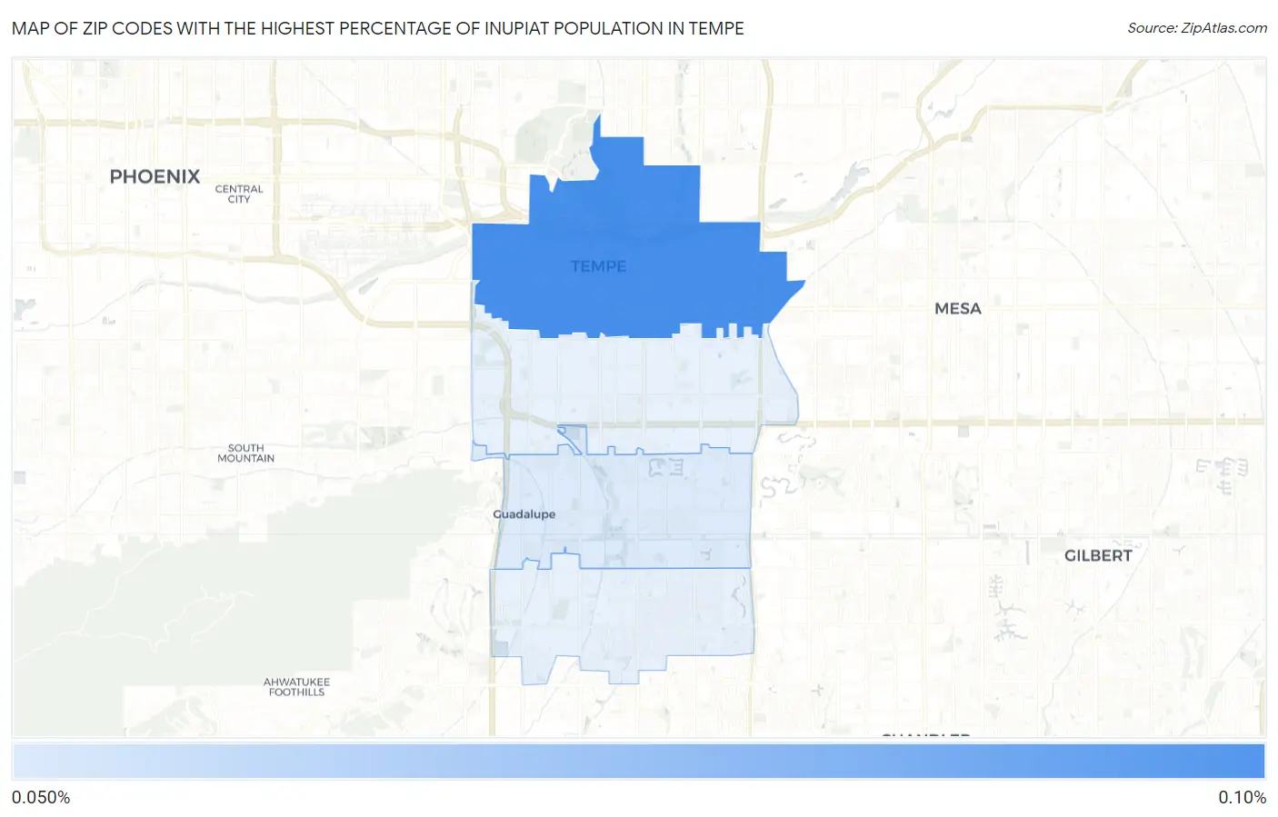 Zip Codes with the Highest Percentage of Inupiat Population in Tempe Map