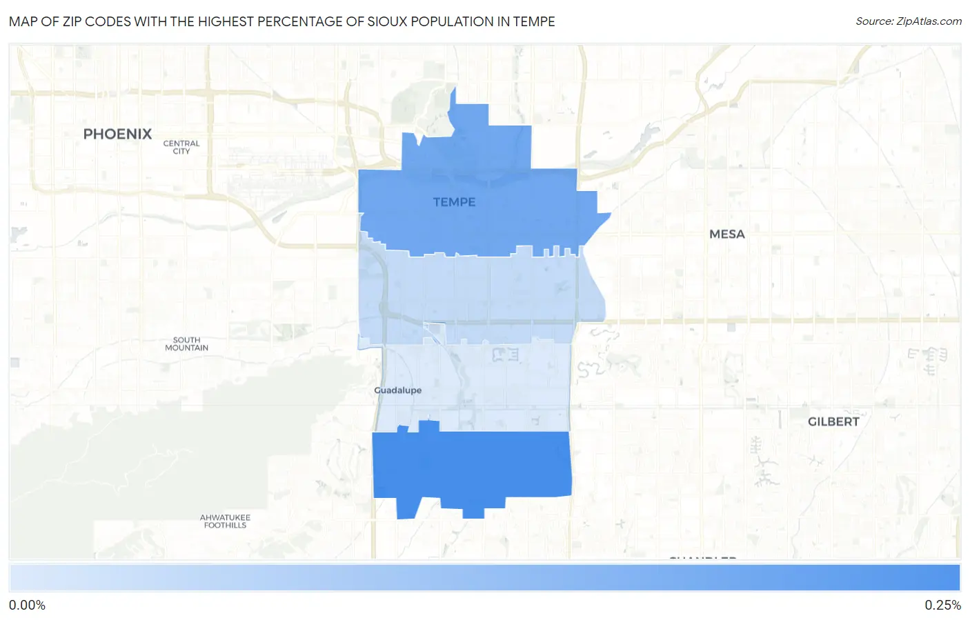 Zip Codes with the Highest Percentage of Sioux Population in Tempe Map