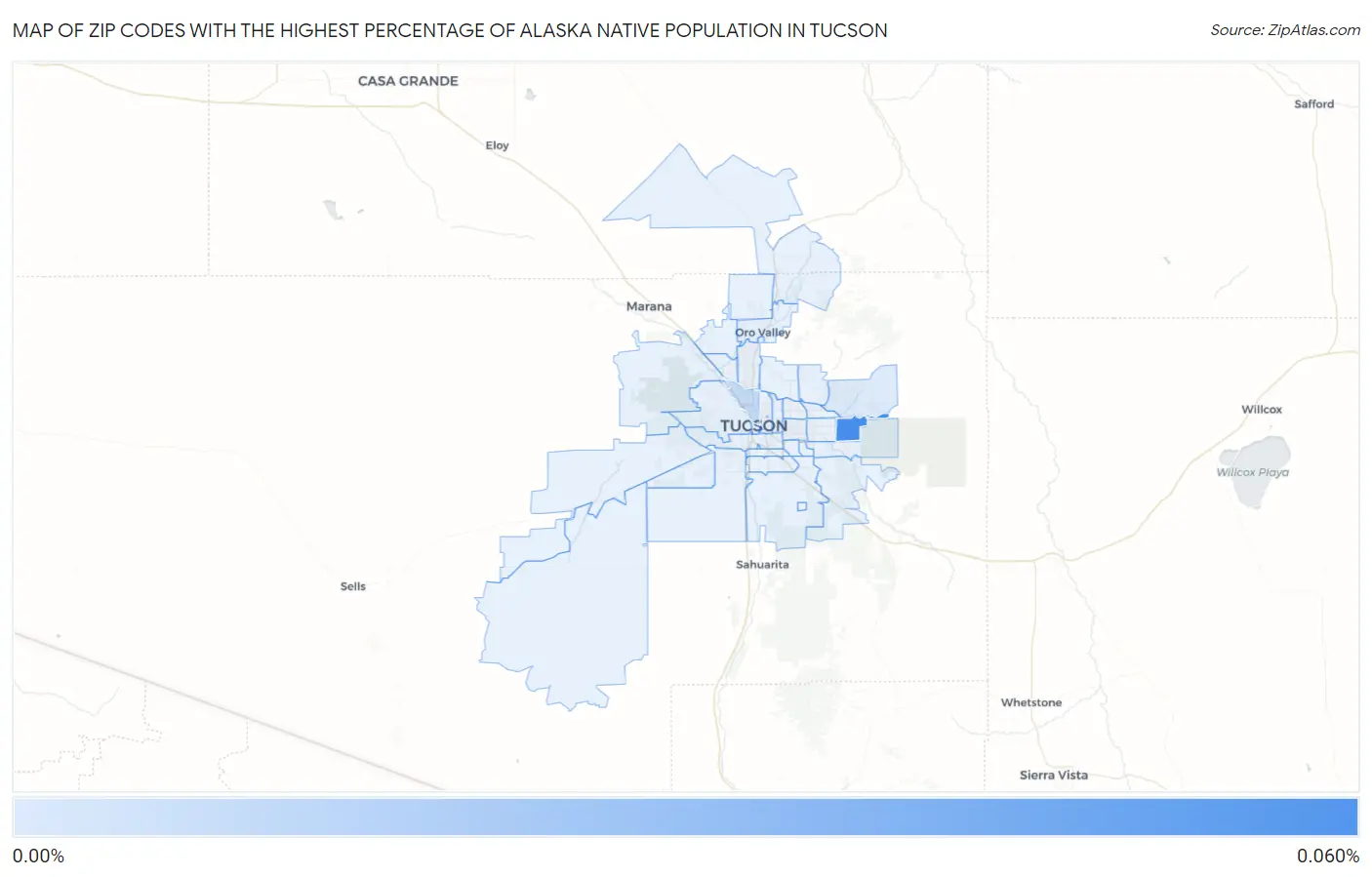 Zip Codes with the Highest Percentage of Alaska Native Population in Tucson Map
