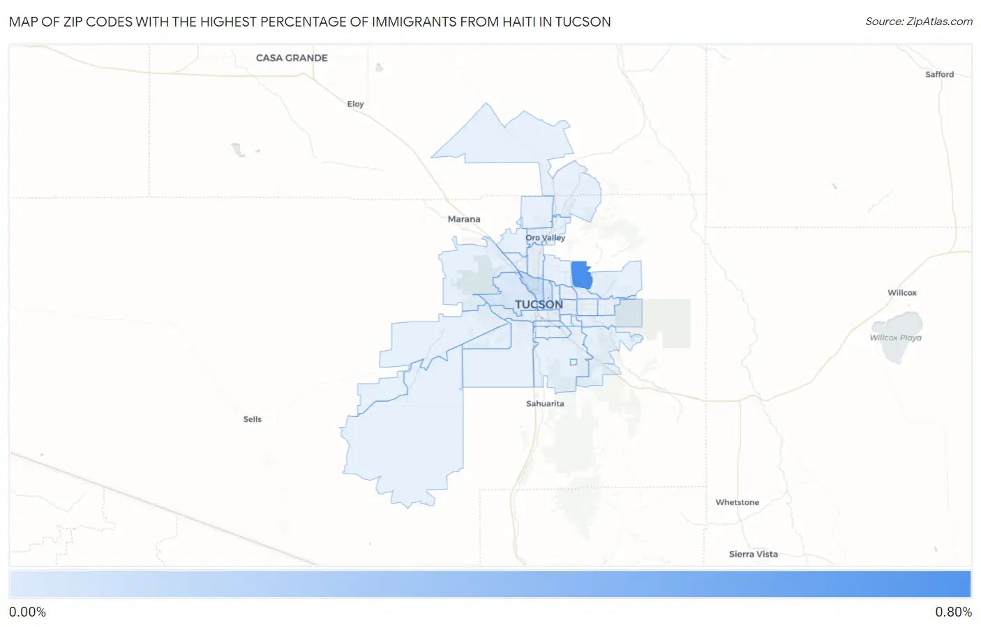 Zip Codes with the Highest Percentage of Immigrants from Haiti in Tucson Map