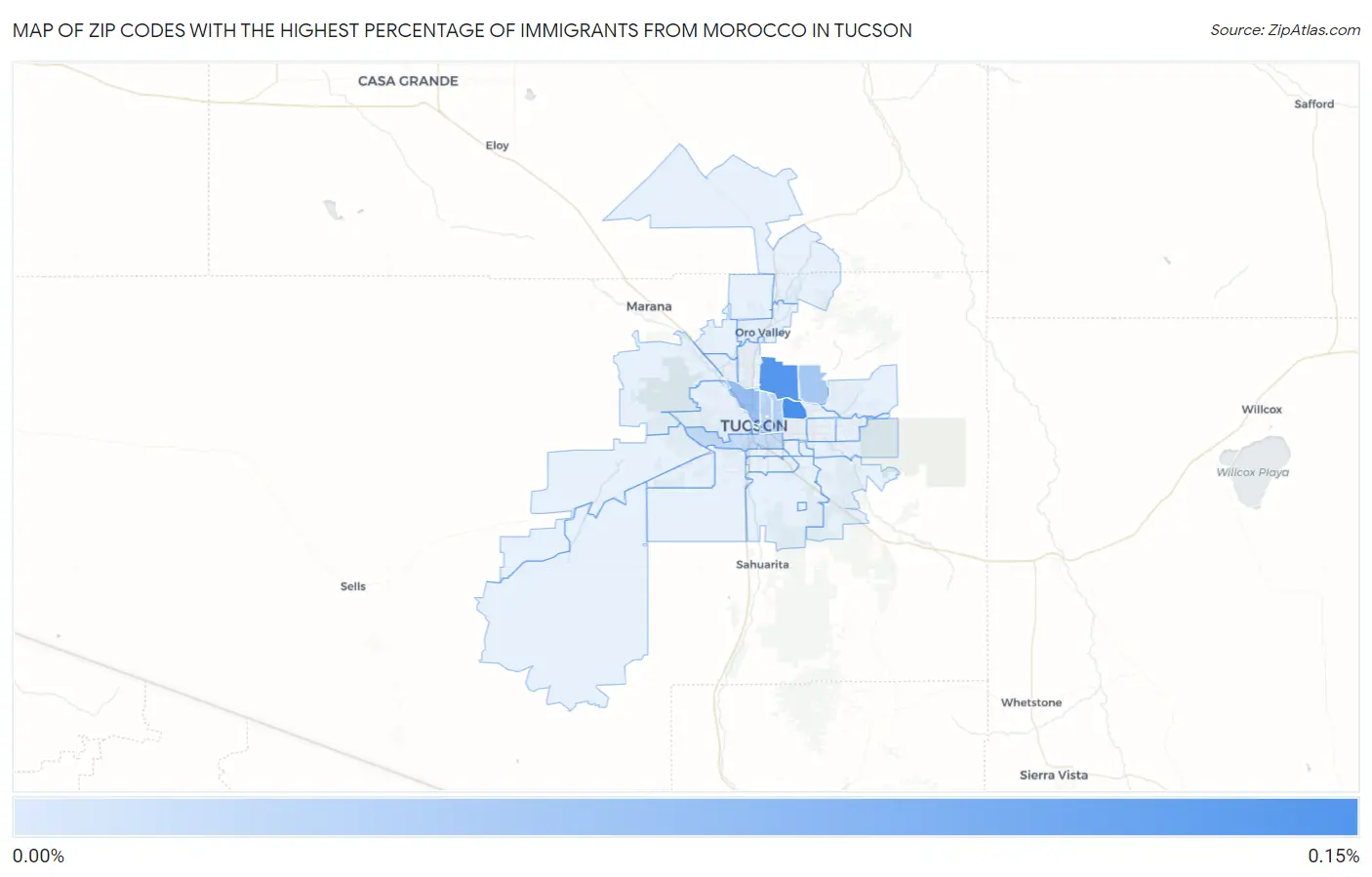 Zip Codes with the Highest Percentage of Immigrants from Morocco in Tucson Map