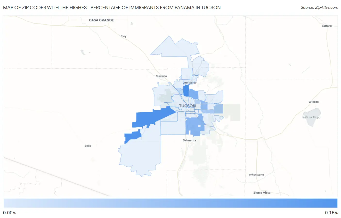 Zip Codes with the Highest Percentage of Immigrants from Panama in Tucson Map