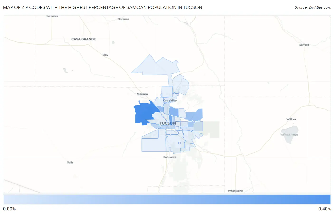 Zip Codes with the Highest Percentage of Samoan Population in Tucson Map