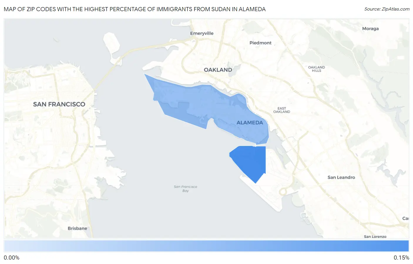 Zip Codes with the Highest Percentage of Immigrants from Sudan in Alameda Map