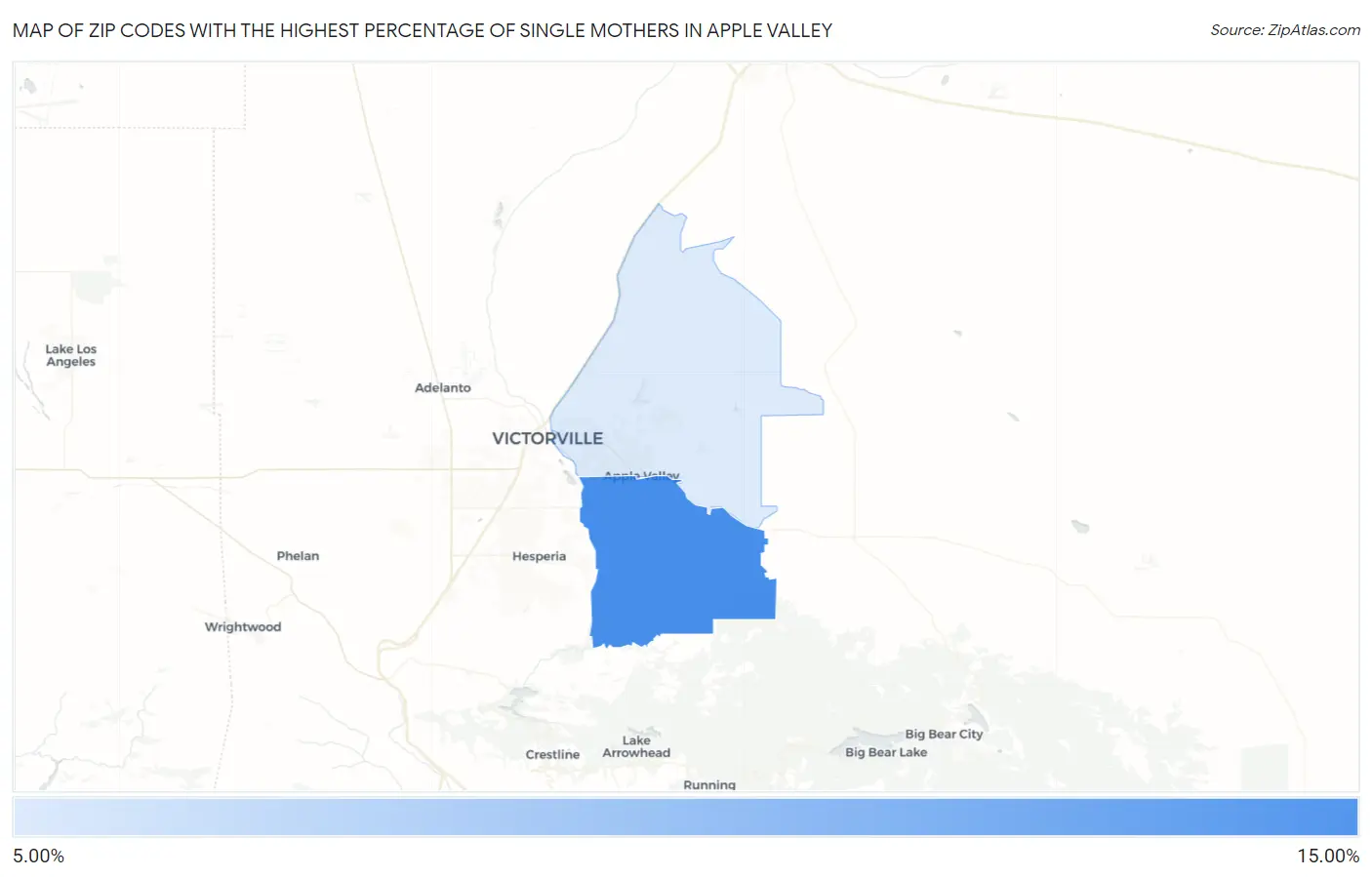 Zip Codes with the Highest Percentage of Single Mothers in Apple Valley Map
