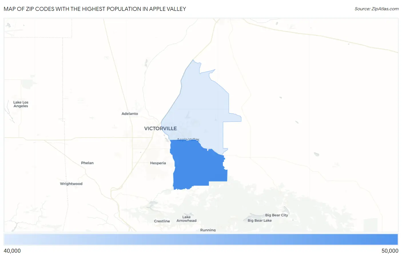 Zip Codes with the Highest Population in Apple Valley Map