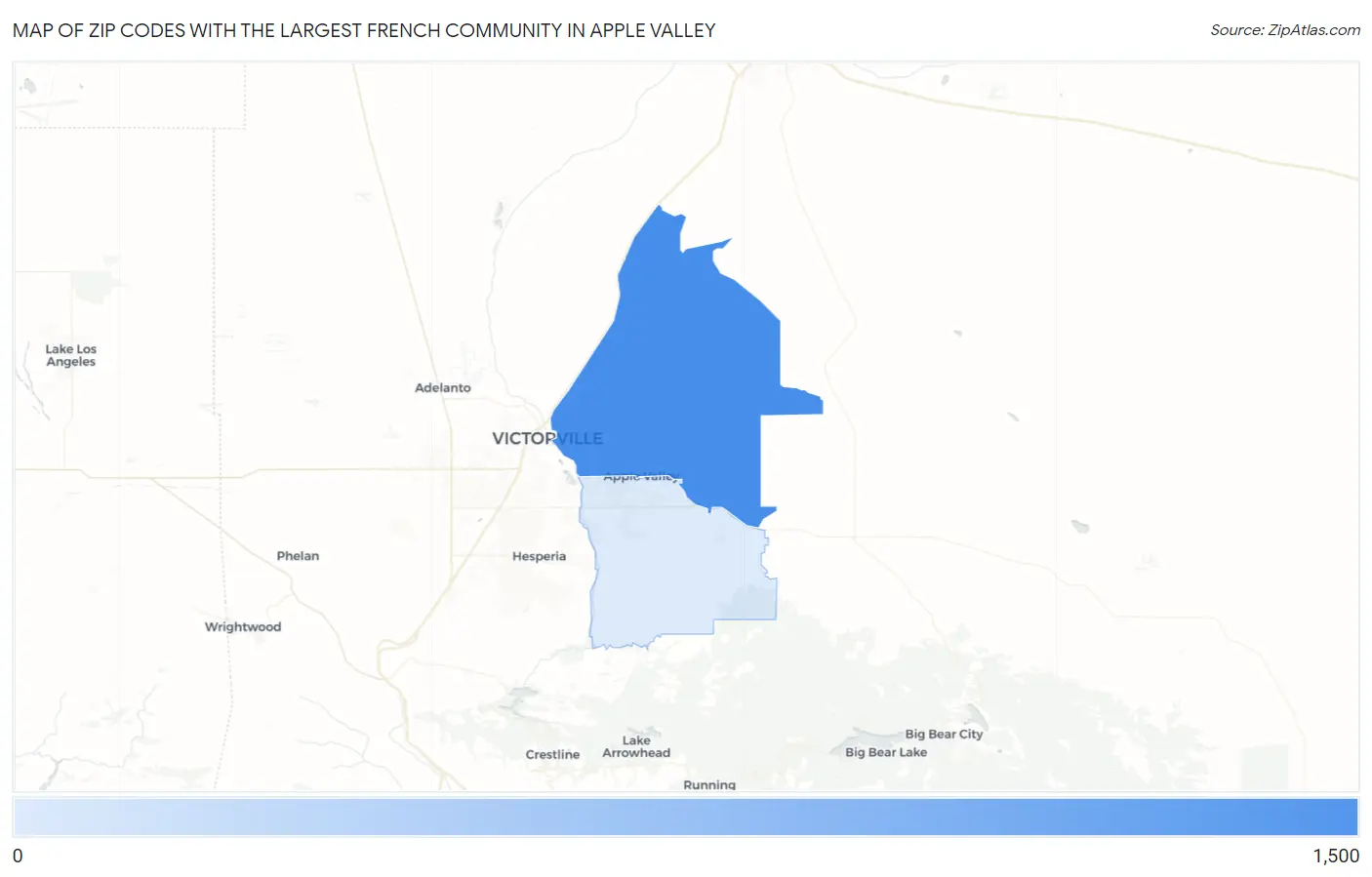 Zip Codes with the Largest French Community in Apple Valley Map