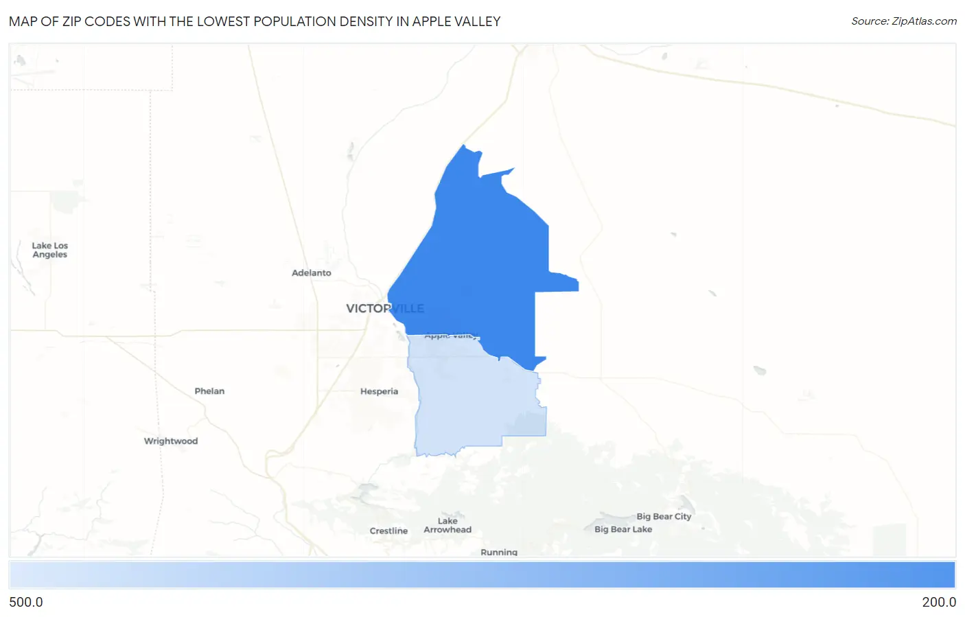 Zip Codes with the Lowest Population Density in Apple Valley Map