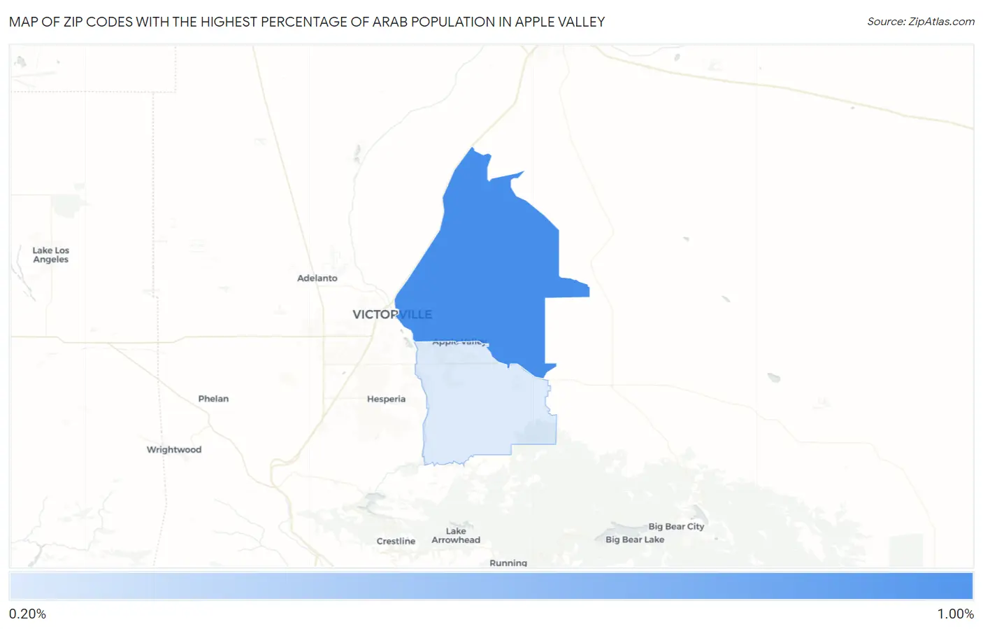 Zip Codes with the Highest Percentage of Arab Population in Apple Valley Map