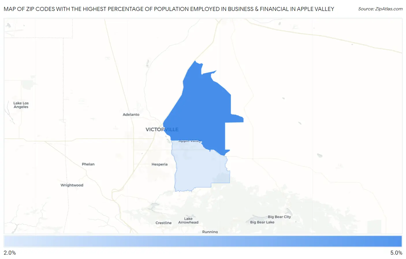 Zip Codes with the Highest Percentage of Population Employed in Business & Financial in Apple Valley Map