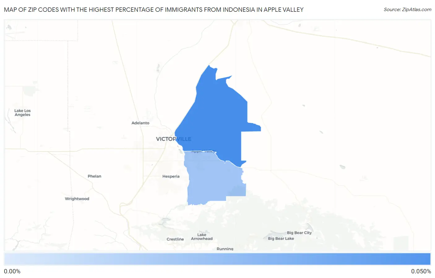 Zip Codes with the Highest Percentage of Immigrants from Indonesia in Apple Valley Map
