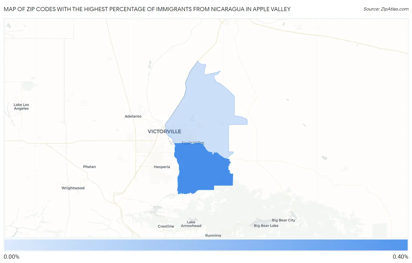 Zip Codes with the Highest Percentage of Immigrants from Nicaragua in Apple Valley Map