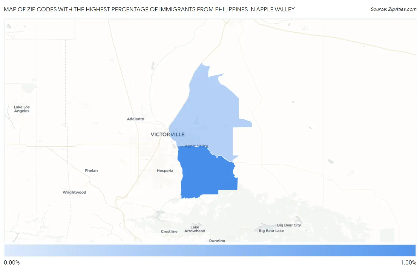 Zip Codes with the Highest Percentage of Immigrants from Philippines in Apple Valley Map